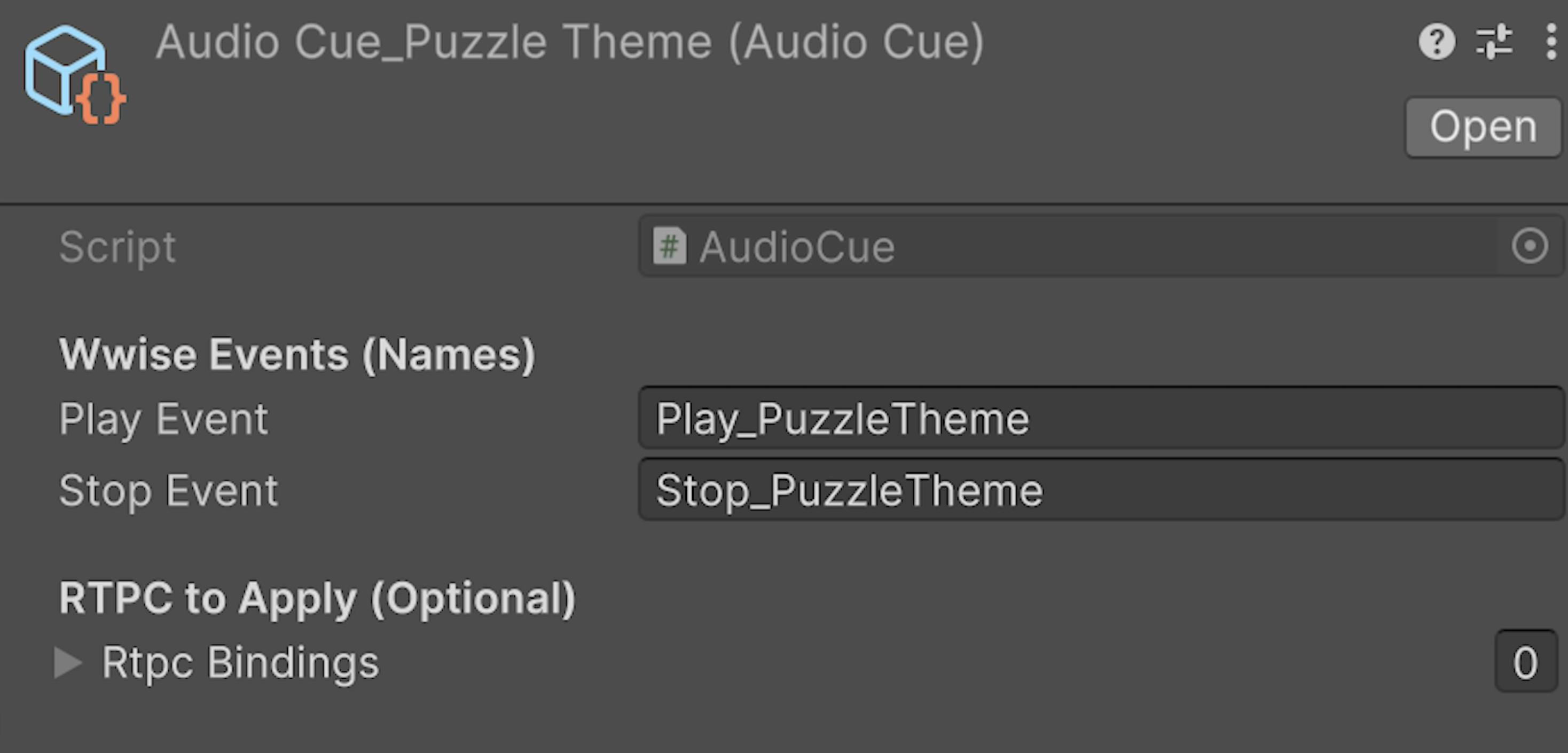 AudioCue ScriptableObject inspector for a Ducks Afar sound event