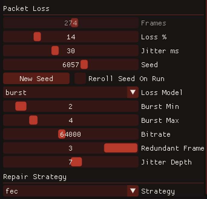 Network profile and packet-loss controls in Lossy Audio Lab