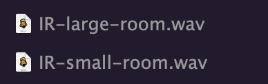 Impulse response files used for room-aware convolution reverb